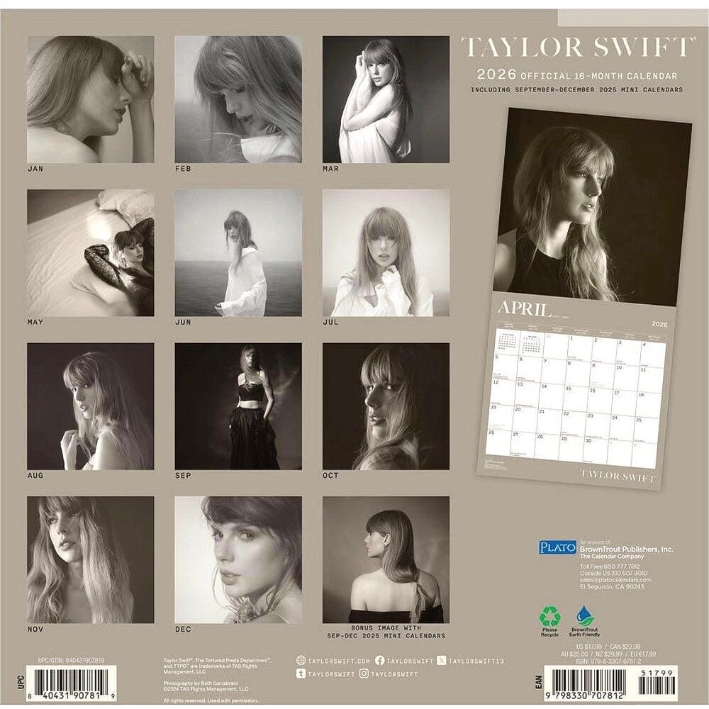Taylor Swift Collectible OFFICIAL | 2026 12 x 24 Hanging Monthly Wall Calendar - Picture 2 of 6